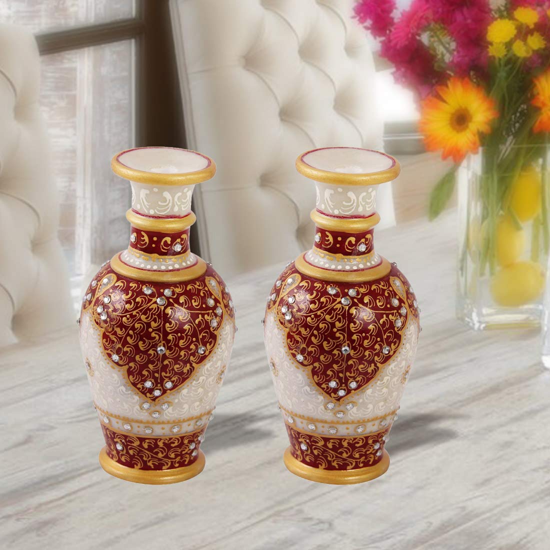 Marble Vase Pair